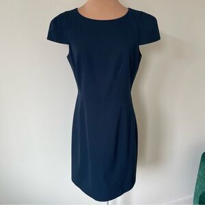 4C Blue Crepe Pleated Cap Sleeve Sheath Dress EUC Size 6